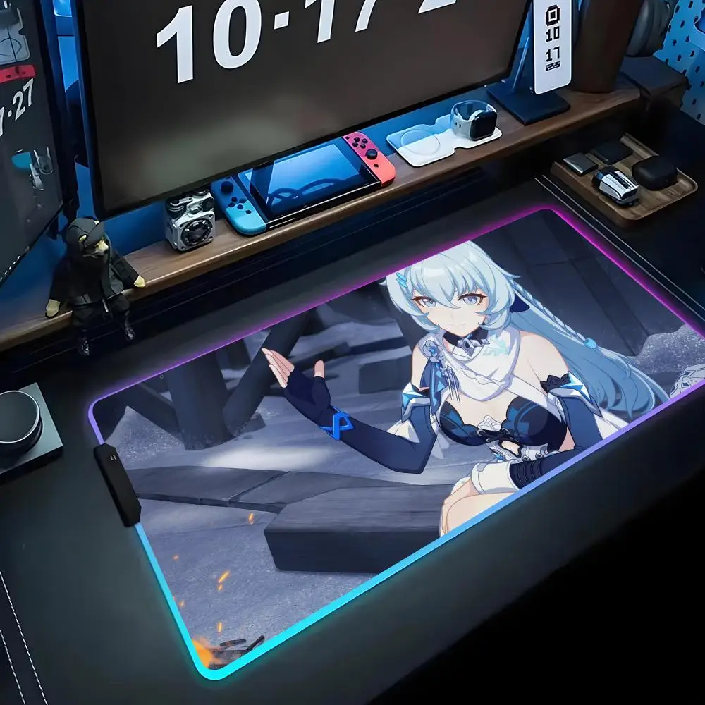 

shigure kira Mouse Pad RGB Gaming Mousepad Big LED Pad PC Desk Mat Luminous Mouse Pad Large Keyboard Mats Table Rug With Backlit