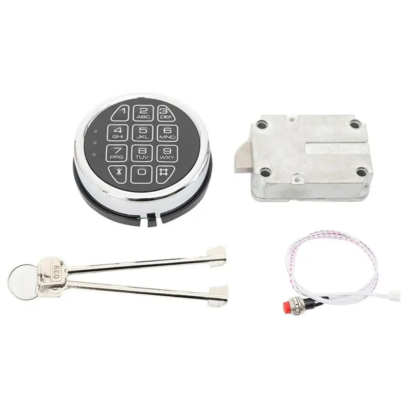 J1UL1N Replacement Electronic Fireproof Safe Lock With Solenoid & 2 Override Keys, Chrome Keypad Secure Safe Box Combo