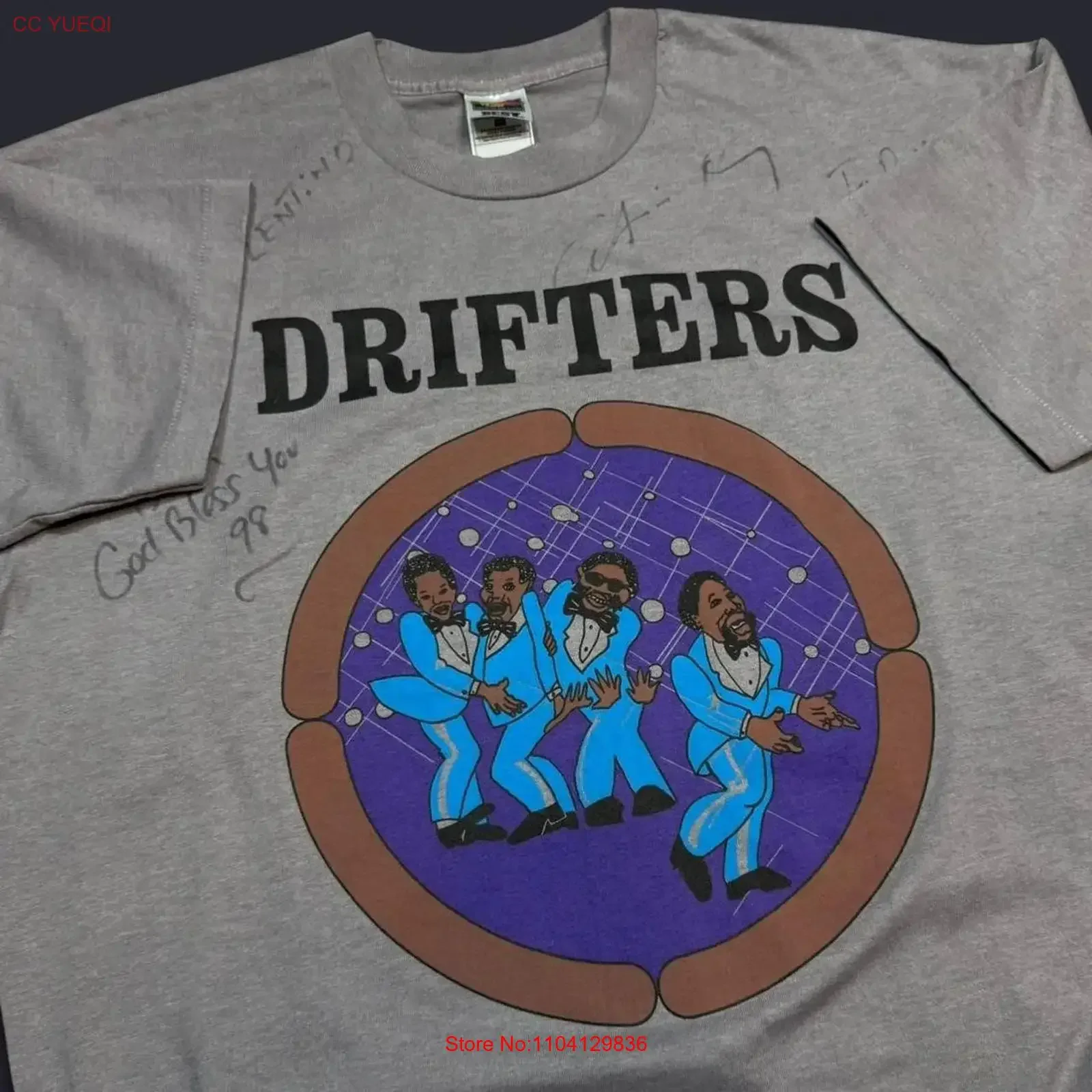 Vintage 1990s XL The Drifters Autographed R B Soul Music Band T Shirt vintage Washed Breathable fashion Soft