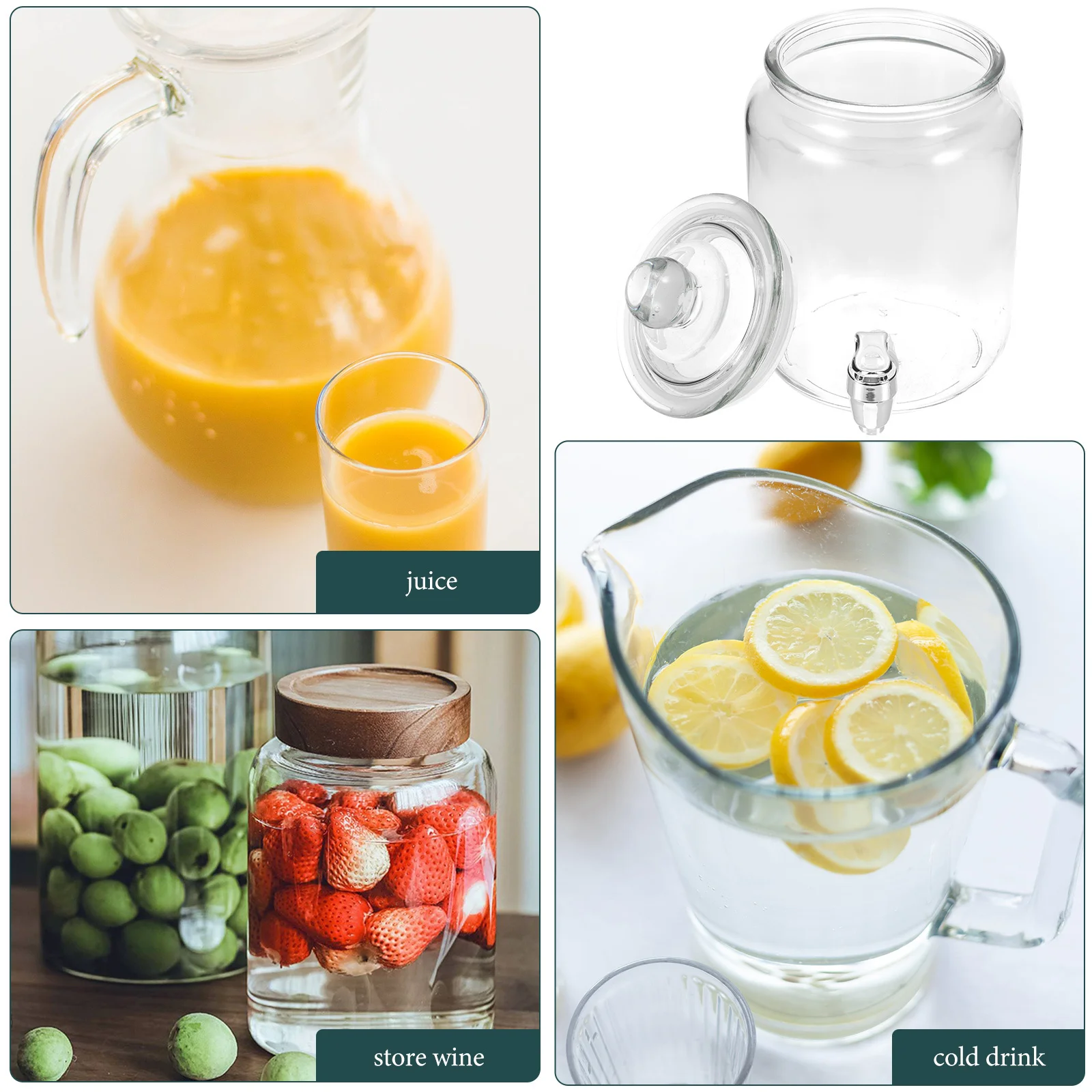 

Glass Wine Jar Sealing Wine Tank Drink Dispenser Glass Beverage Storage Container Spigot Cold Brew Pitcher Drink Dispenser