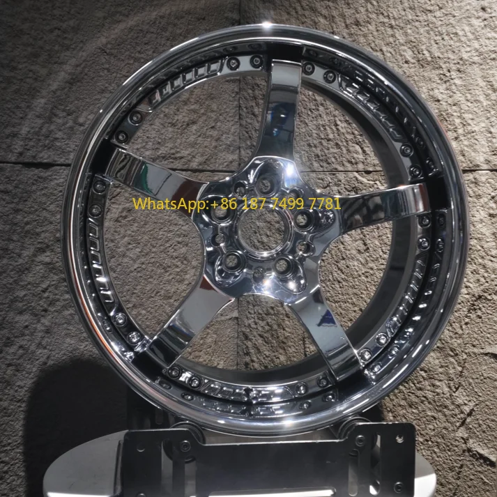 15-24 Inch 5x114.3 ET15 Electroplated Forged Rims Two-piece Five-spoke White Alloy Wheels