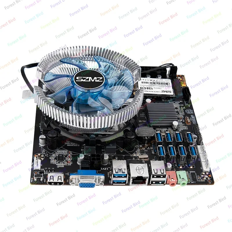 طقم اللوحة الأم للتعدين ATX-B75E معالج G530 + DDR3 8GB RAM + 128GB MSATA B75 LGA1155 مجموعة تعدين جهاز دعم 8 منافذ USB3.0