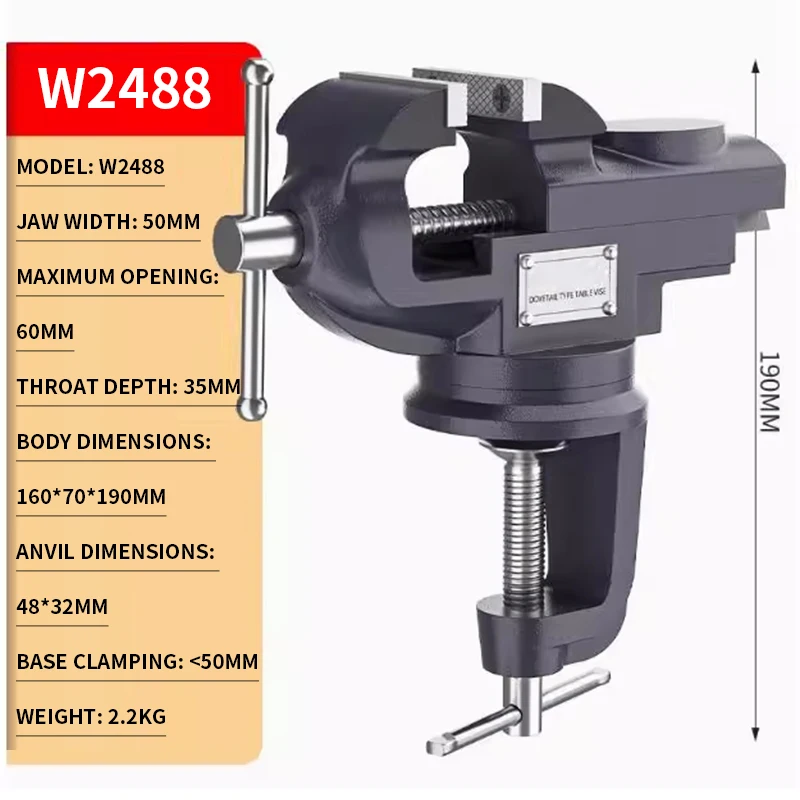 

Mini Bench Vise for Home Use Compact Workbench Vise Small Clamping Fixture Heavy-Duty Precision Parallel Jaw Vise