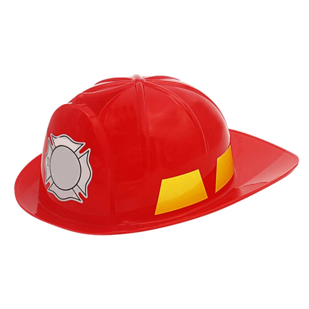2Pcs Fireman Role Play Simulation Educational Creative Construction Safety Headgear Red Black for Kids Children