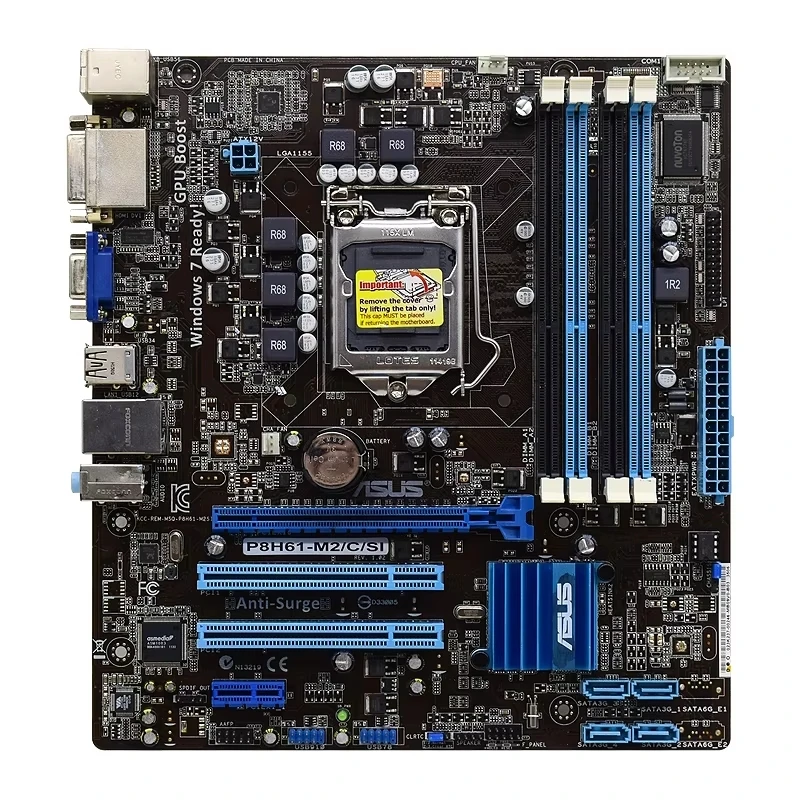 ASUS P8H61-M2/C/SI Motherboard Intel H61 LAG 1155 4×DDR3 4×SATA II support Core i3-3210 i3-3240 i3-3250  i5-2390T  cpu