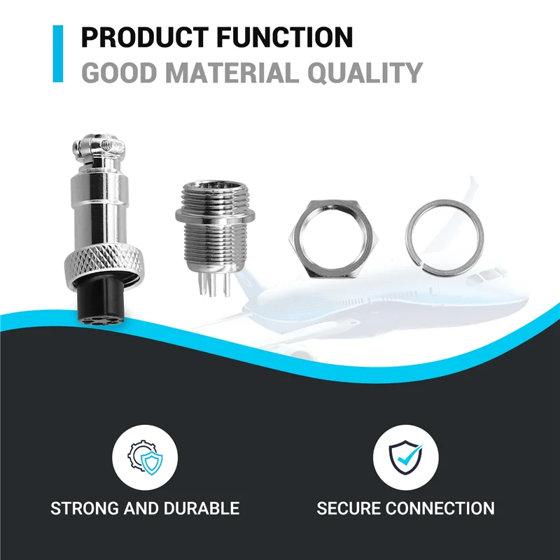 AU61-10Set M12 12 مللي متر موصل الطيران ذكر + أنثى مقبس الهواء الدائري التوصيل موصل لوحة الأسلاك الكهربائية