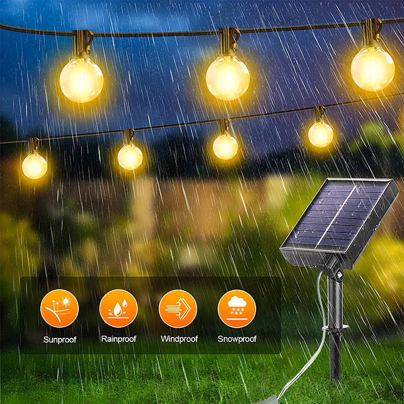 G40 Led Solar Globe Led String Lights Outdoor Waterproof Shatterproof Solar Hanging Lights for Backyard Bistro Decoration Light