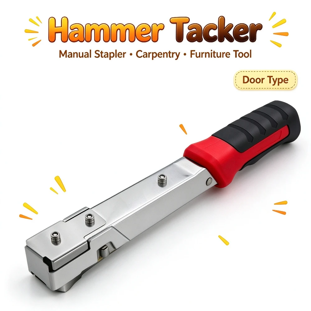 Handheld Hammer Tacker Stapler Door Type Staples Manual Hammer Stapler Furniture Production Carpentry Decoration