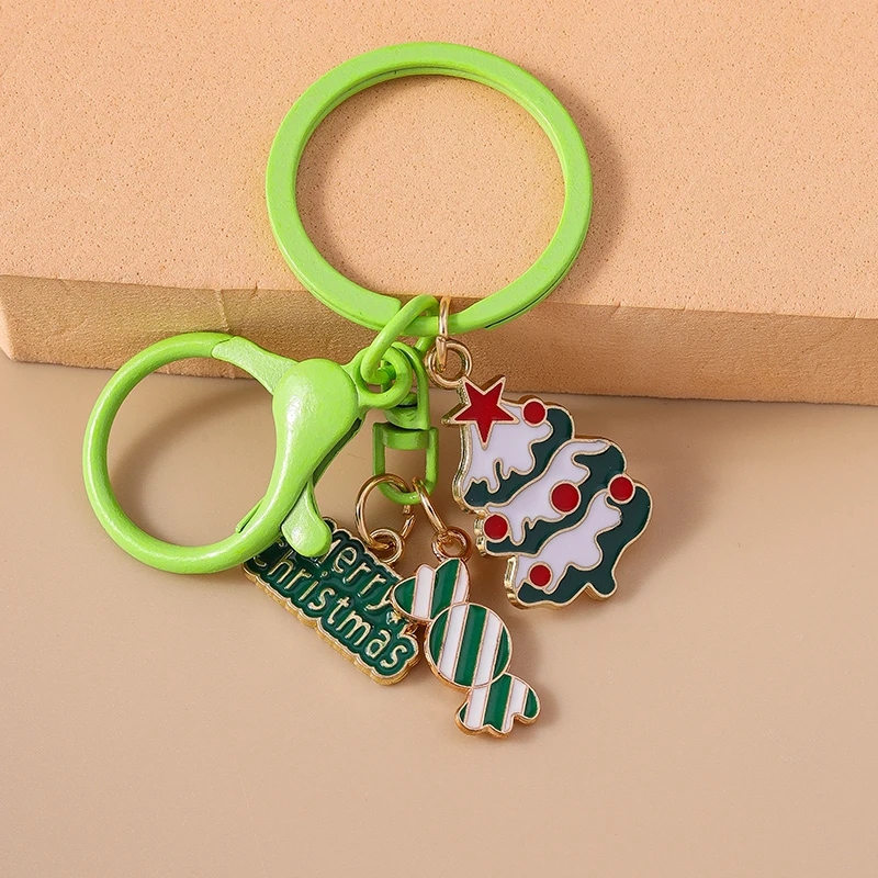 Modischer Weihnachtsbaum-Schneemann-Schlüsselanhänger für Autoschlüssel Festliche Geschenke für Frauen Männer Handtaschenanhänger Schlüsselringe DIY-Accessoires – Detail 12