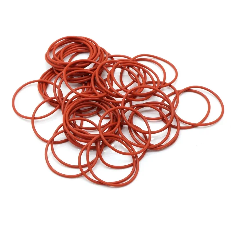 10/50pcs Red VMQ O Ring CS 2.0mm OD 5.0mm ~ 100mm Food Grade Silicone Rubber Insulation Sealing Waterproof Washer Cooker Gaskets
