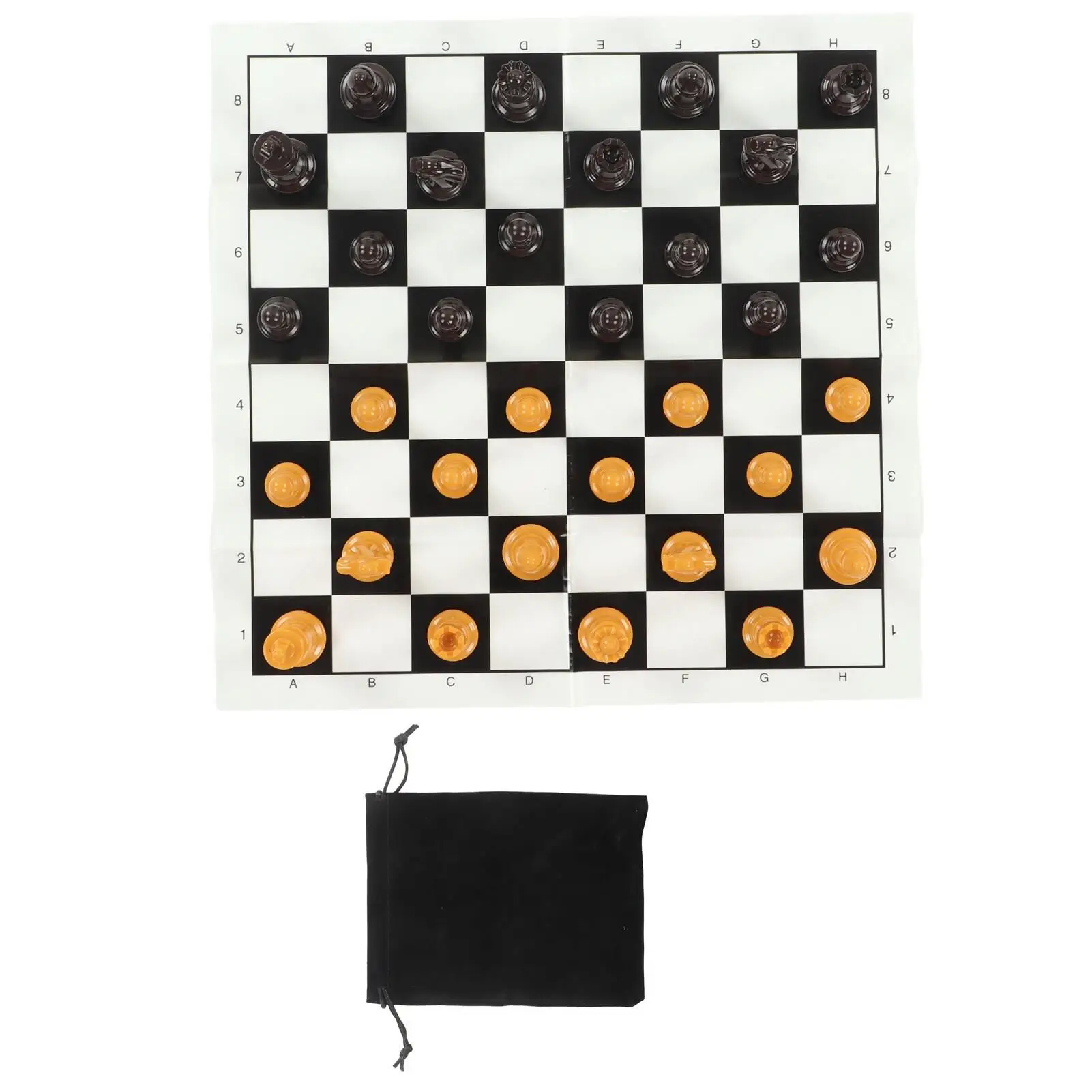 

Compact Lightweight Plastic Chess Set - for travel -Friendly Color Fading Chessboard for International Play