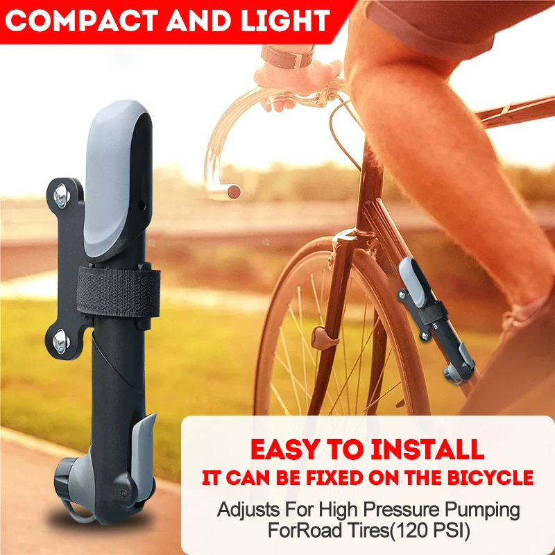 Portable Bicycle Pump Mini Hand Pump Bike Tire Fill Inflator Air Injector with Pressure Gauge MTB Road Cycling Accessories Tools