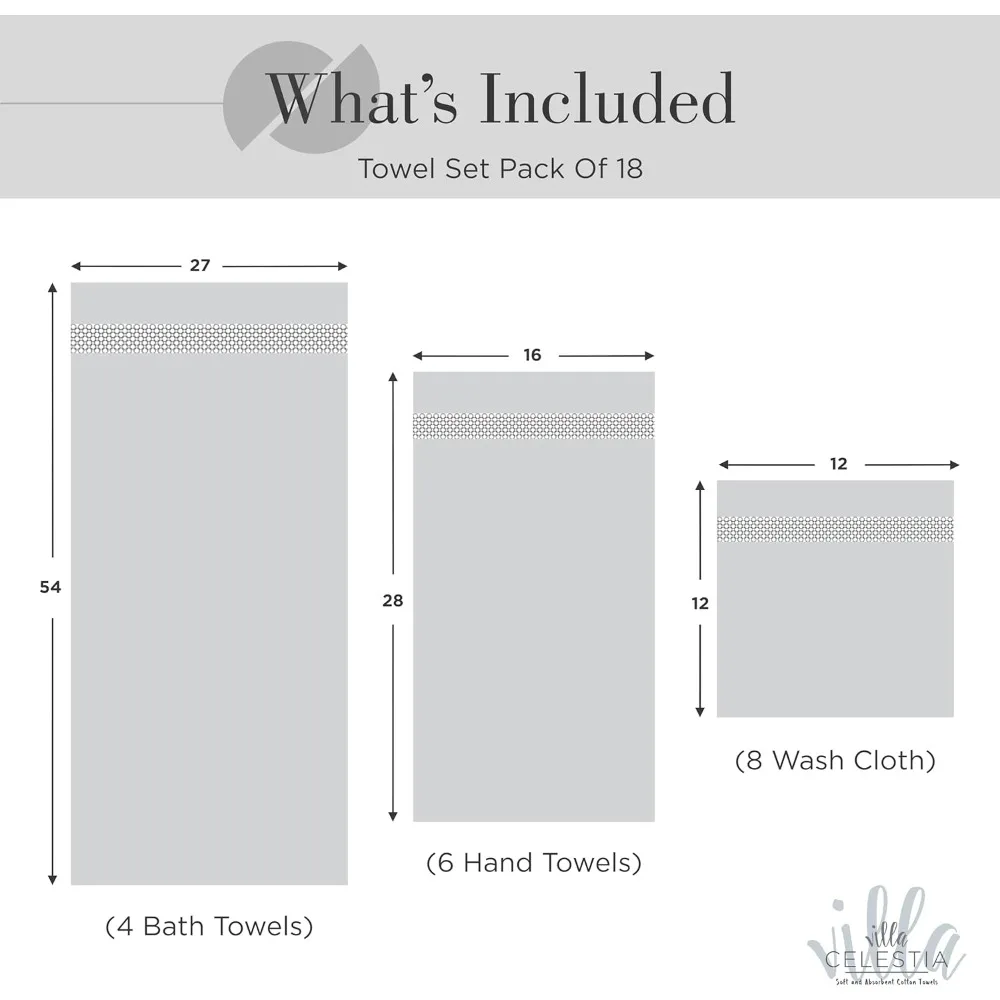 مجموعة مناشف حمام قطنية مستدامة: 18 مناشف حمام، 6 مناشف يد، 8 مناشف - ناعمة ماصة، قطن ممشط يدوم طويلاً #5