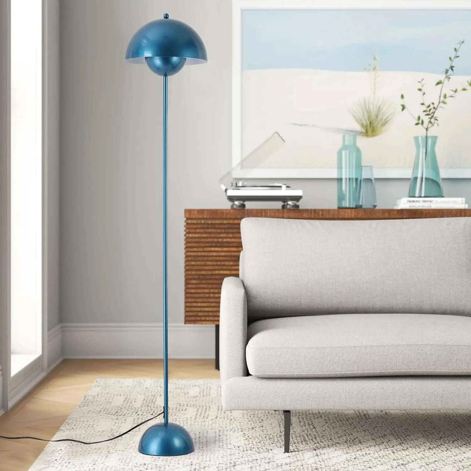 Cosylux Modern Floor Lamp For Living Room, Industrial Tall Standing Lamp For Bedroom, Metal Shade Reflecting Light Reading