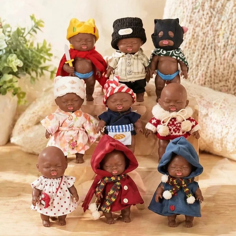 Squeeze Doll 14Cm Large Ugly Cute Dark Skin Stress Relief Toy Soft Quick Rebound With Removable Clothes For Adult