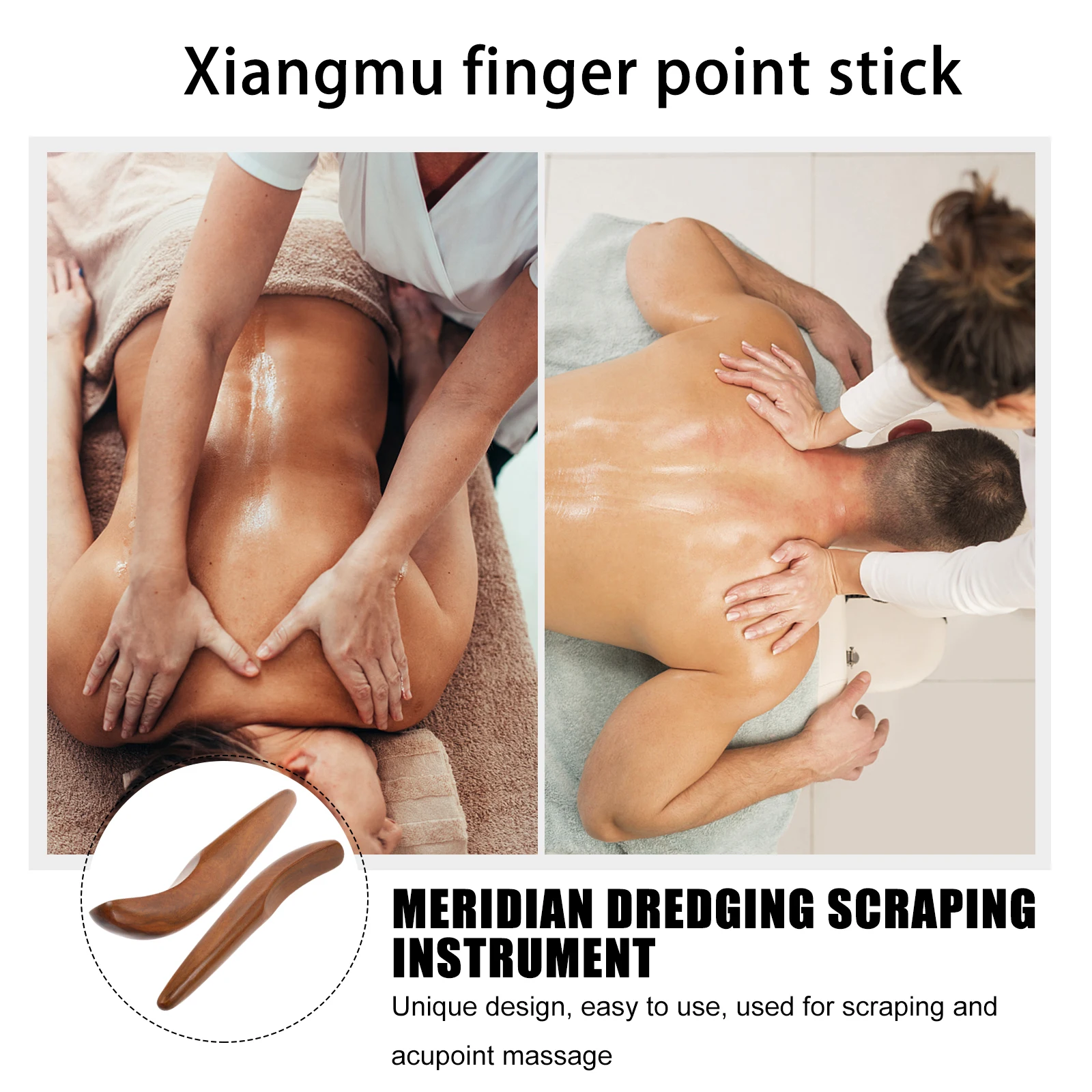 

2pcs Acupoint Gua Sha Massage Stick Wooden Massaging Tool Body Scraping Foot Acupuncture Smooth Natural Wood Lightweight