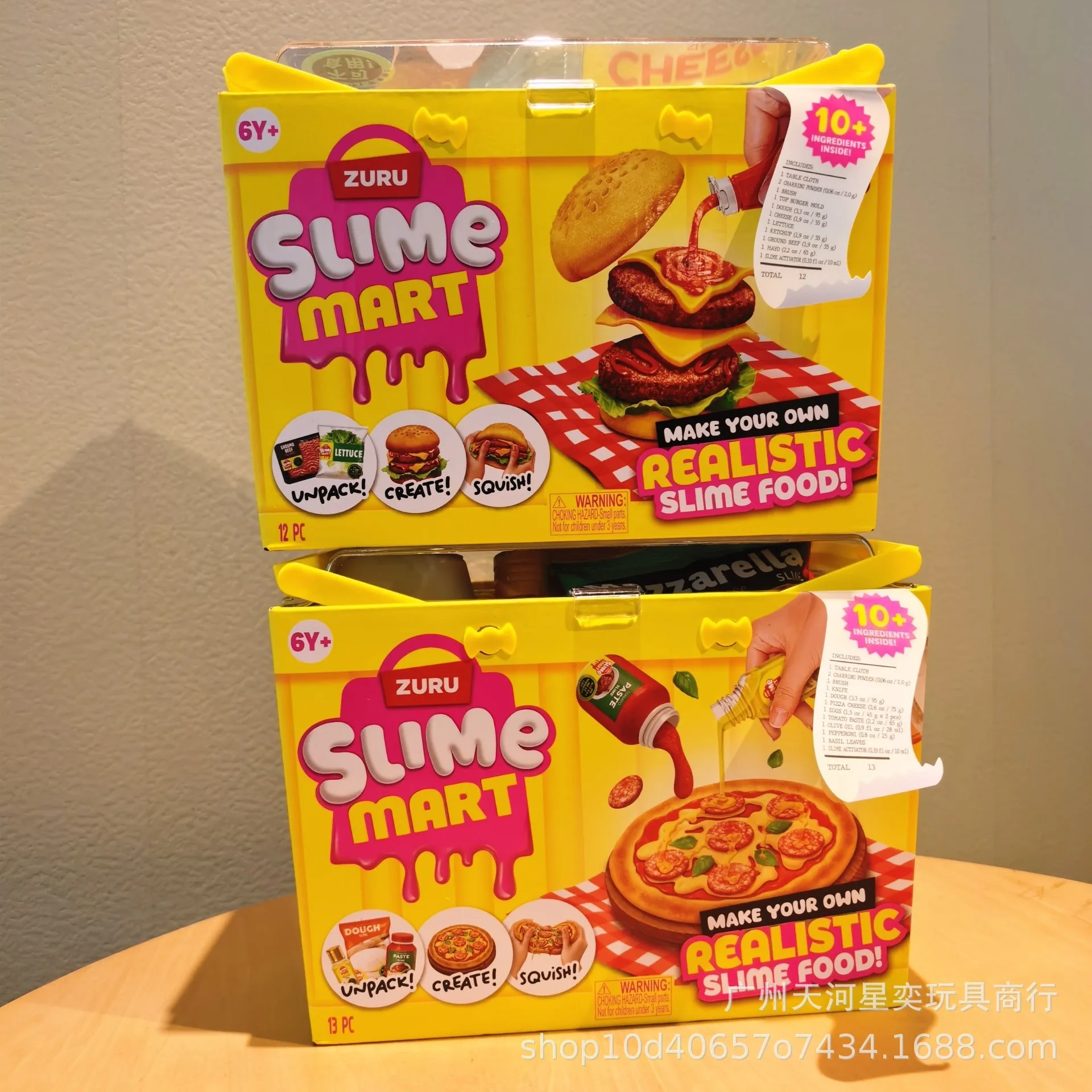 Kit de juguete de cesta hecha a mano Zuru Slime Mart DIY, slime de comida realista de hamburguesa y pizza, con más de 10 ingredientes en el interior, para niños mayores de 6 años, juego de simulación.