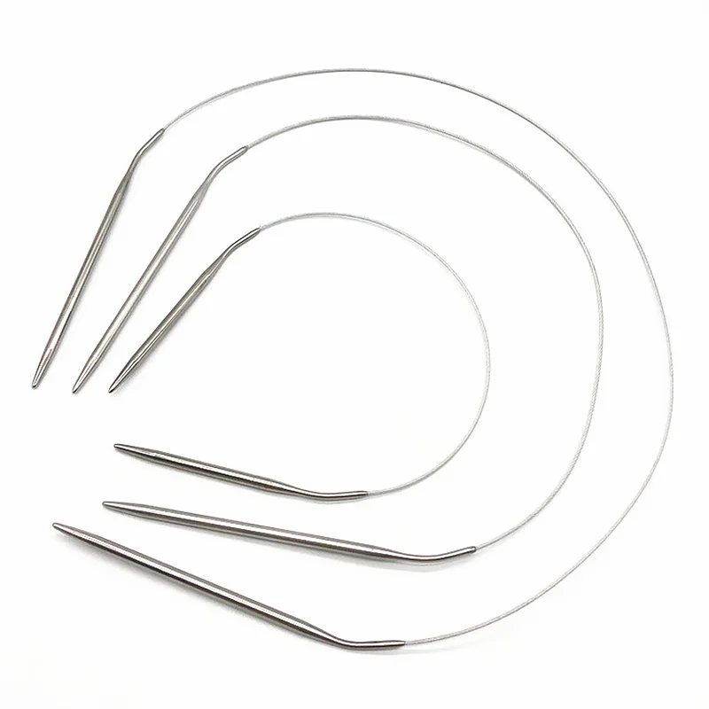 60/43/120cm  Stainless Steel Circular Knitting Needles Crochet Needles For Knitting DIY Weaving Pins Needle Craft Tools