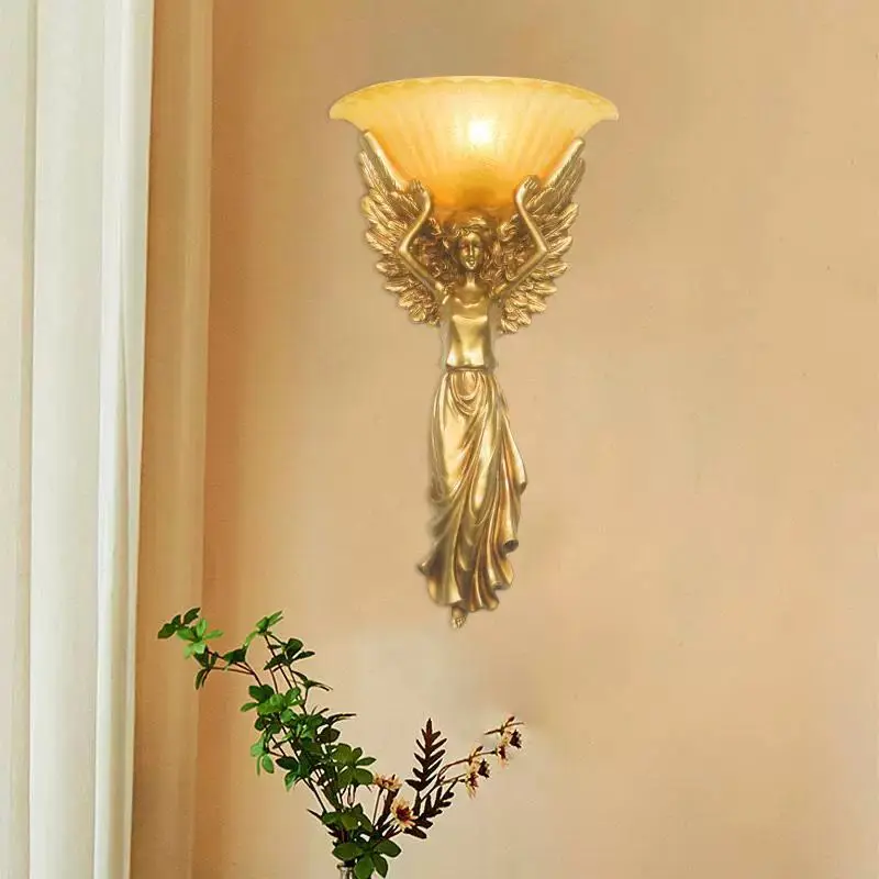 

country Angel wall lamp living room bedroom bar aisle background wall European style retro wall resin wall lamp