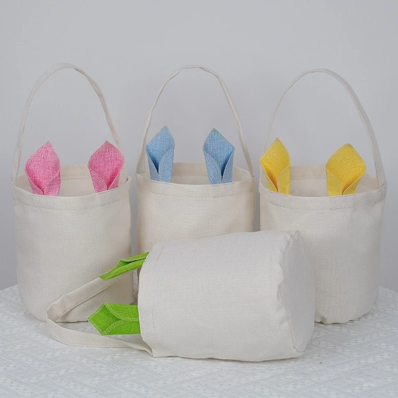 Custom Easter Cute Ear Gift Tote Bag for Women Foldable Reusable Environmentally Friendly Shopping Candy Storage Canvas Tote Bag