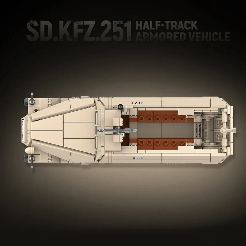 714pcs Sd.Kfz.251 Half-Track Armored Vehicle Building Blocks WWII Classic Tank Vehicle Military Bricks Toys for Kids Adults Gift