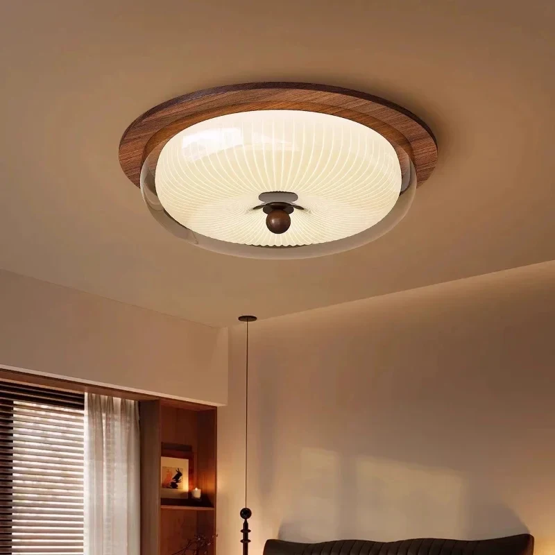 Vintage Flush Mount Ceiling Light Mid-Modern Round Glass Ceiling Lamp Bedroom Living Room Hallway Kitchen Home Decor