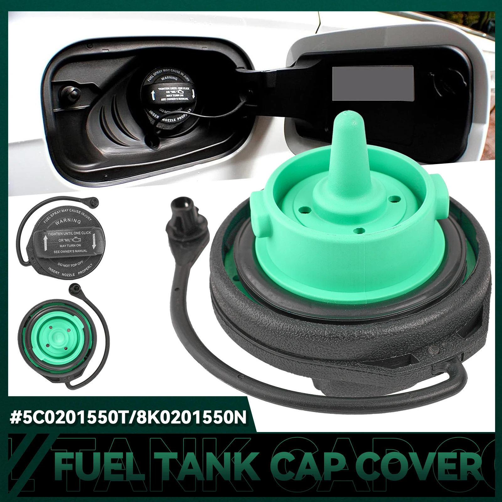 Car Fuel Tank Filler Gas Cap Cover for Audi A3 A4 A8 S8 A5 Q5 RS5 Volkswagen Jetta GTI Golf MK7 Eos Tiguan 5C0201550T 8K0201550N