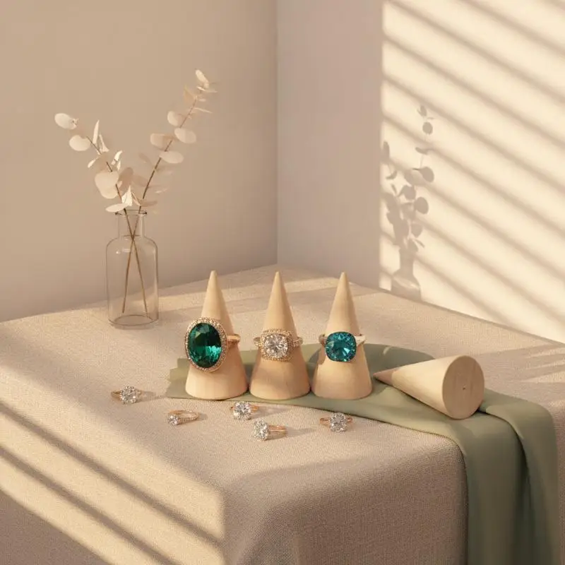 Holz-Fingerring-Displayständer, Schmuck-Ringhalter, Vitrine mit Holz-Ringkegel-Aufbewahrungsorganizer für Ringe – Detail 3