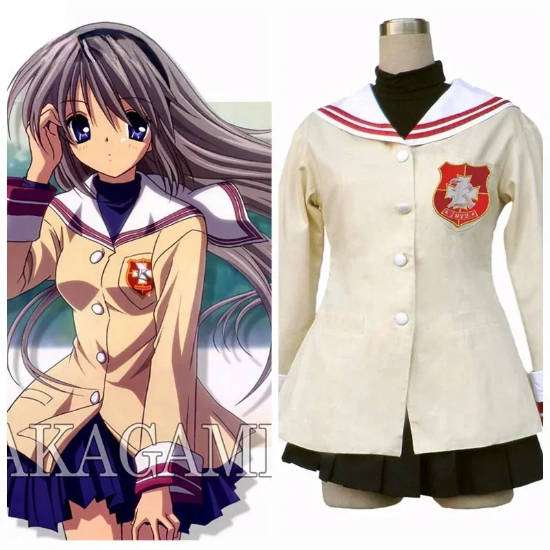 

Clannad Anime Girl First grade Red Badge School Uniform Halloween Cosplay Costume if;3