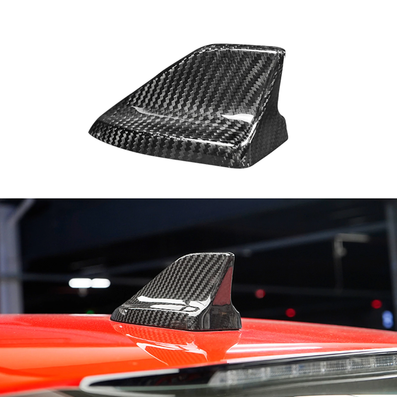 

For Ford Mustang 2015-2024 Dry Carbon Fiber Exterior Roof Shark Fin Antenna Cover Trim Cap