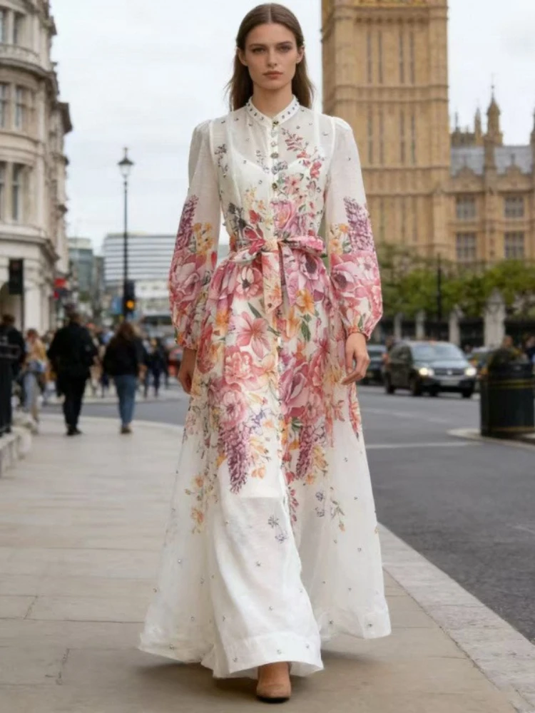 2026 Spring/summer New Item Niche Design Positioning Flower Diamond Long Long Skirt Dress Long Skirt for Women