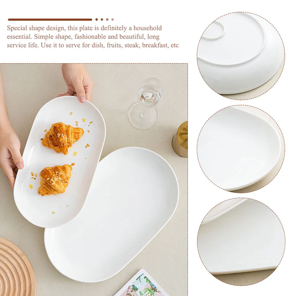 

Oval Serving Plate Ceramic Food Dish Smooth Surface Nordic Style Dinnerware for Events Home Kitchen Home Snack Dish