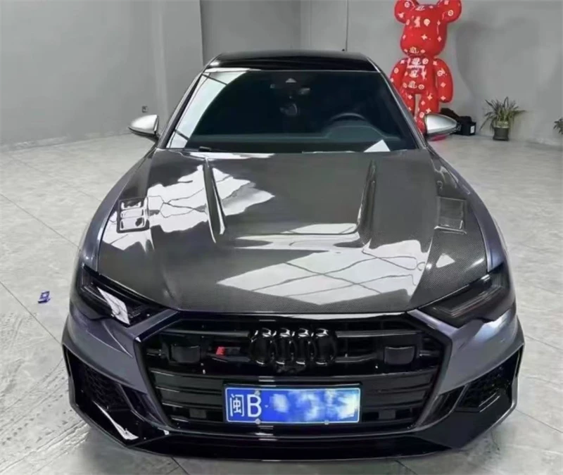 لأودي A6/A6L/S6 2012 2013 2014 2015 2016 ReaI ألياف الكربون غطاء محرك السيارة عدة