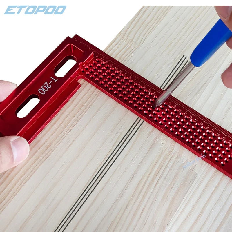 160/200mm Square T-type Scriber Mark Measurement Aluminum Alloy Precision Cross-Calibration Ruler Woodworking Tools