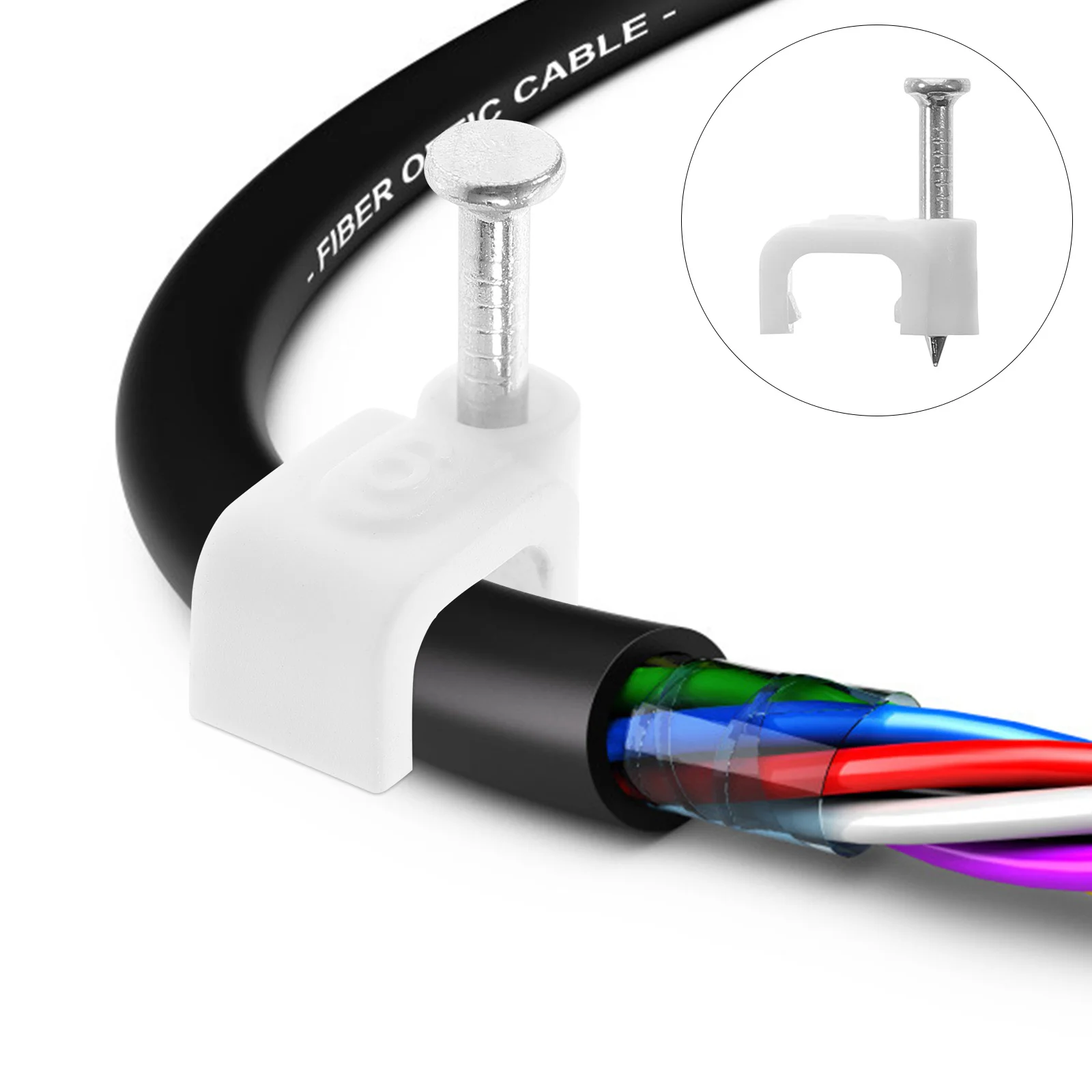 

500Pcs Cable Wall Clip Wire Organizer Clips for Secure Cord Management on Walls Floors Wood Brick Home Office Safety