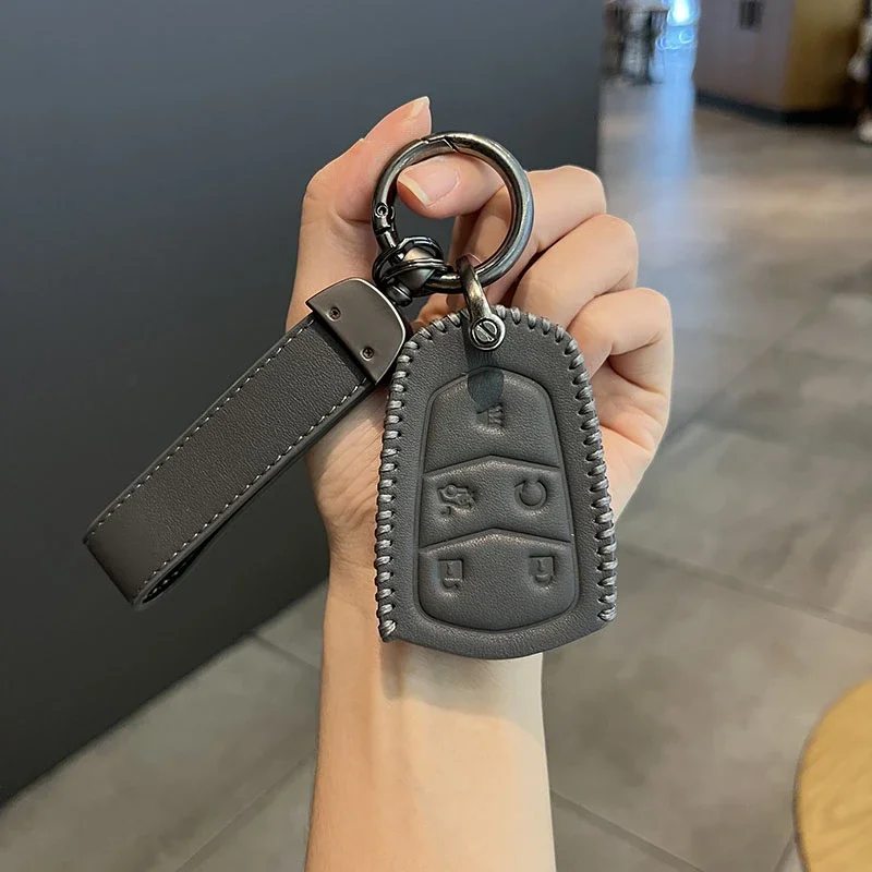 Leather Car Key Case For Cadillac ATS CT6 CTS DTS Escalade ESV SRX STS XTS 28T XT5 28E XT4 XT6 ATS-L CT5 CT4 Keychain Interior