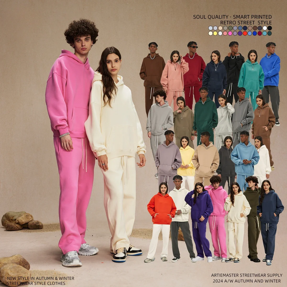 

26 Colors Men's Women's Unisex Casual Hoodie Wool Warm Loose Oversized Hoodie American Solid Color Hoodie Autumn Winter Clothing