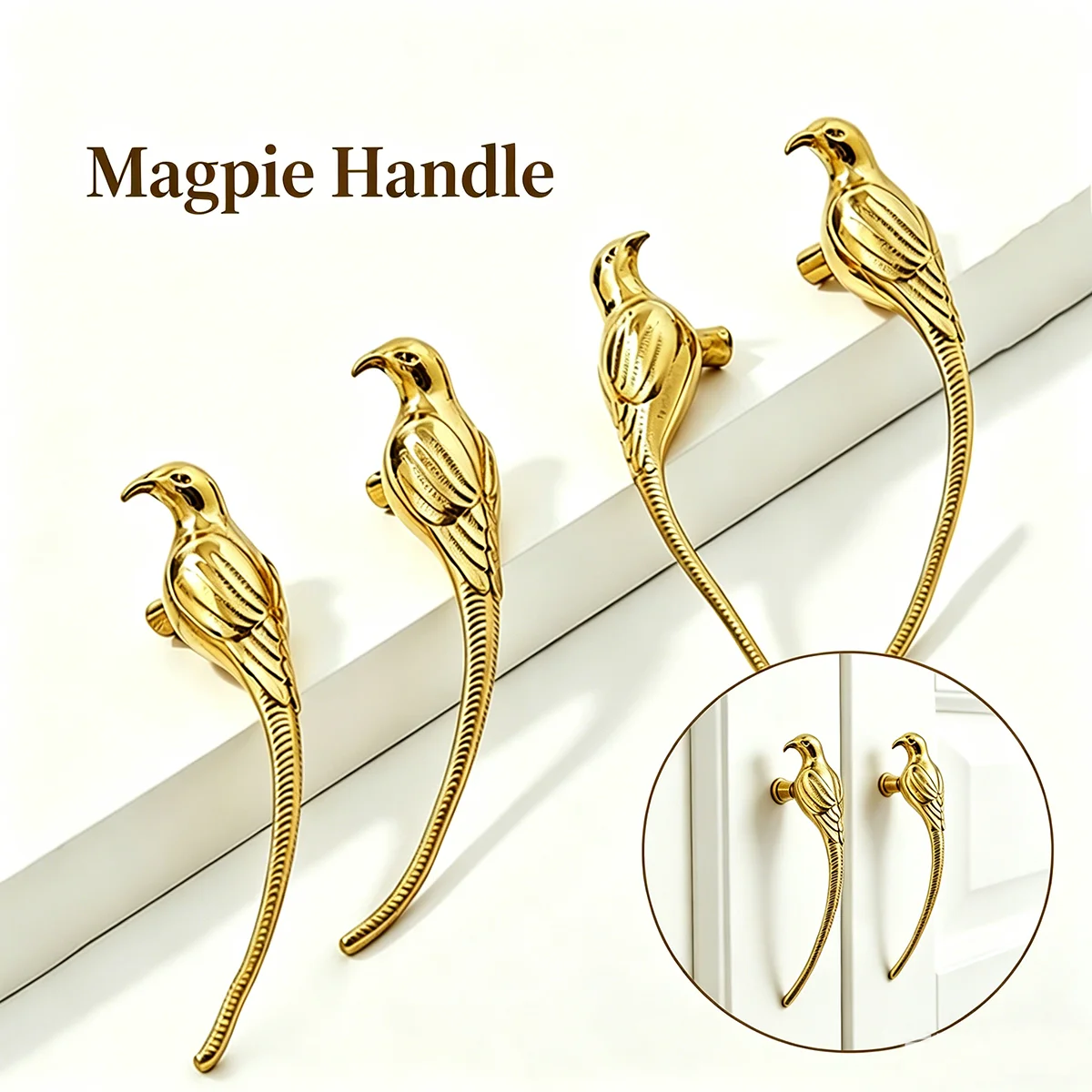 Golden Bird Cabinet Handle Personalized Wardrobe Handle Creative Children's Simple and High End Wine Cabinet Drawer Door Handle