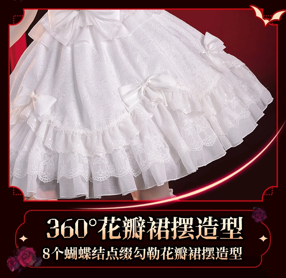 Tokisaki Kurumi คอสเพลย์เครื่องแต่งกายสําหรับคริสต์มาสฮาโลวีน Date A Live ผู้หญิงขนาด S-XL Nightmare ชุดสีขาวน่ารักสีขาว Lolita