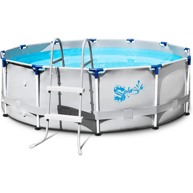 Steel Frame,Outdoor Family Swimming Pool,Round Above Ground Pool Set Durable Corrosion and Puncture