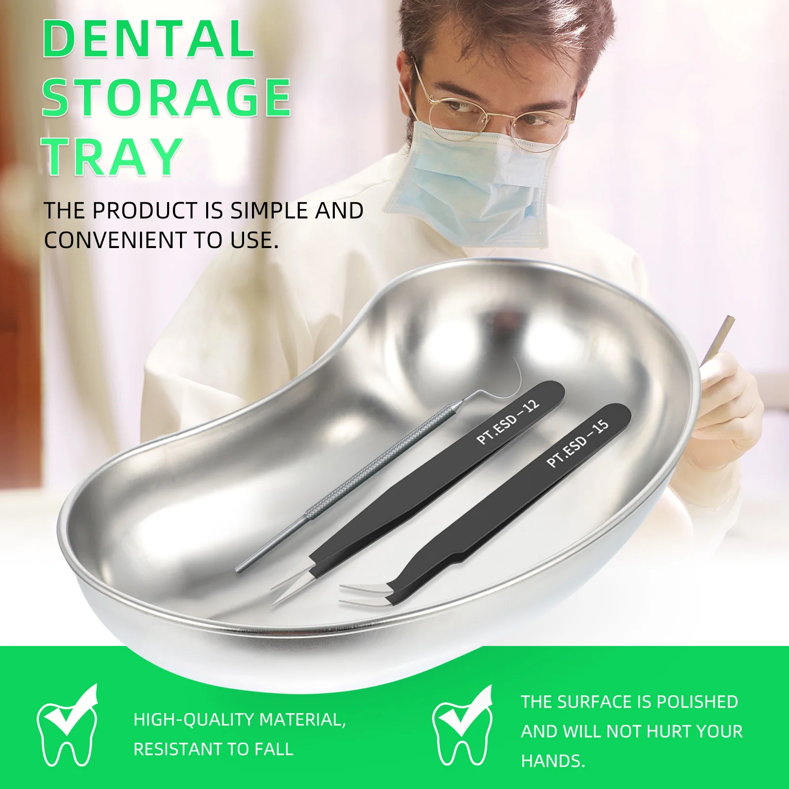

Stainless Steel Surgical Tray Dental Holder Plate Desktop Organizer Tool Dentistry Instrument Supplies Sterilization