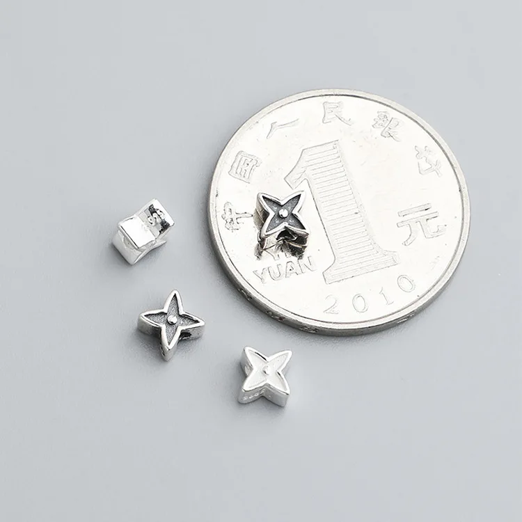 1pc 100%925 Sterling Silver Cross Star Loose Beads 4.6x3mm Fancy Bracelets Necklace Silver Beads Spacer diy Jewelry Materials