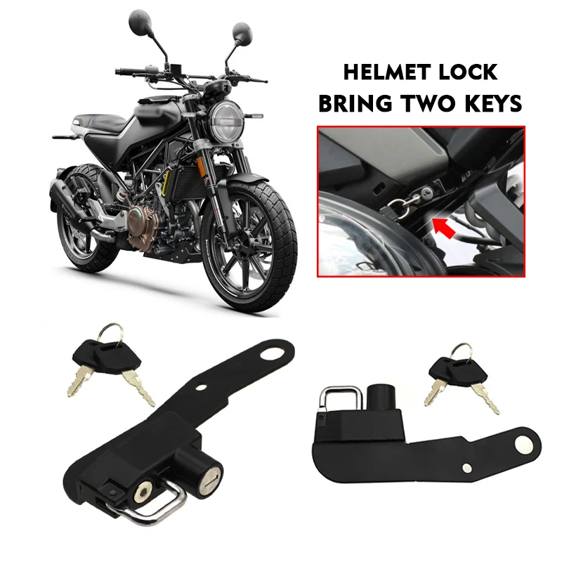 Vitpilen401 Helmet Lock Side Anti-theft Security with 2 Keys Fit For HUSQVARNA VITPILEN401 Svartpilen 401 250 2024 2025