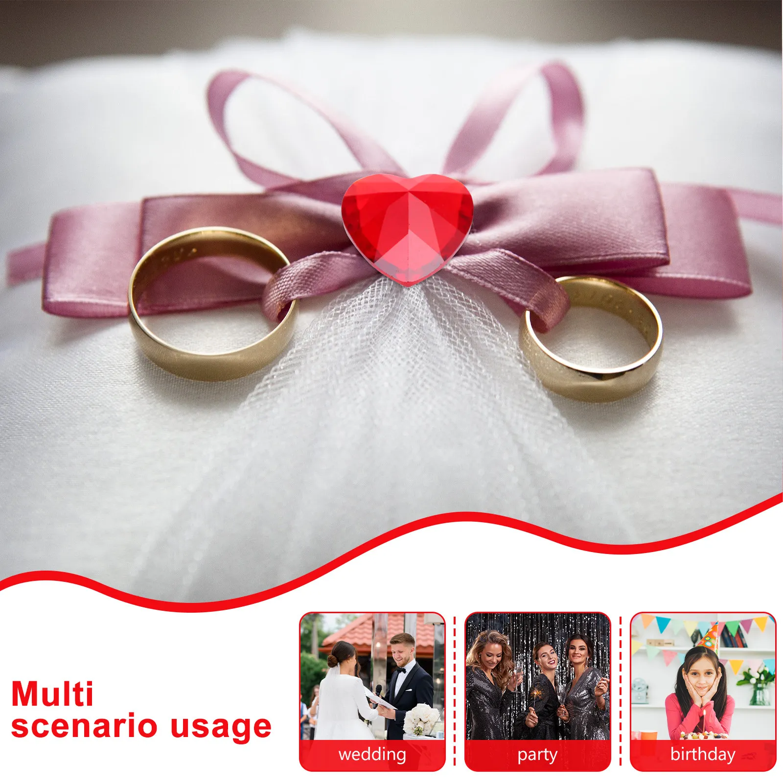 20Pcs Heart Shaped Artificial Glass Decorations Romantic Wedding Party Table Scatter Home Bridal Shower Red
