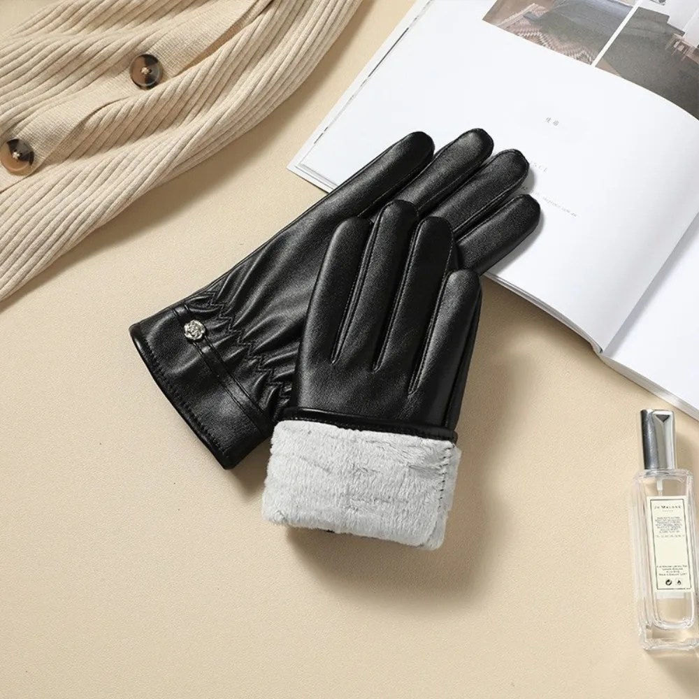 PU Leather Winter Gloves Touchable Screen Warm Touch Screen Gloves Windproof Coldproof Windproof Cold Proof Gloves