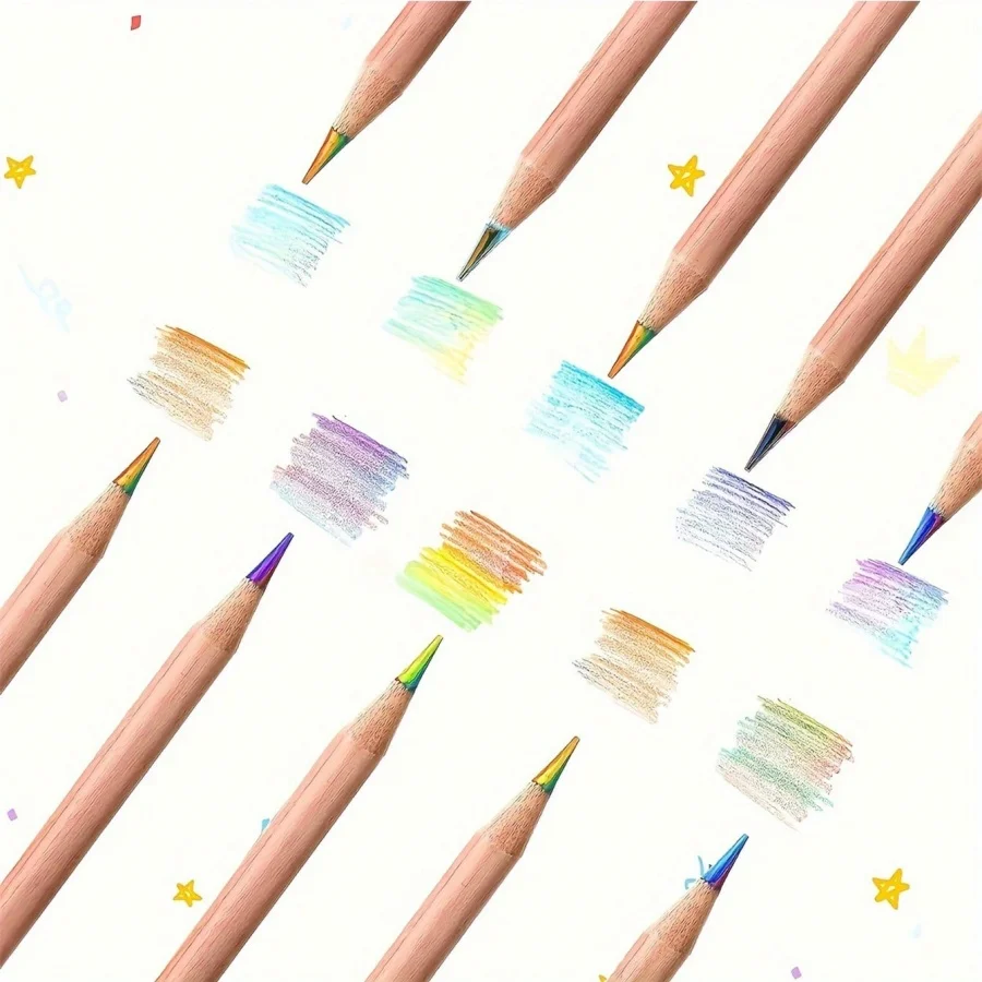 6/12/24 Set mit 24 bunten Holzstiften, 7-in-1 Regenbogen-Zeichenstifte. Geeignet zum Skizzieren, Kritzeln, Malen und Zeichnen. – Detail 8