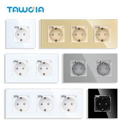 TAWOIA presa di corrente a muro EU 16A presa impermeabile pannello in vetro doppia presa esterna presa elettrica presa a tripla copertura per bagno