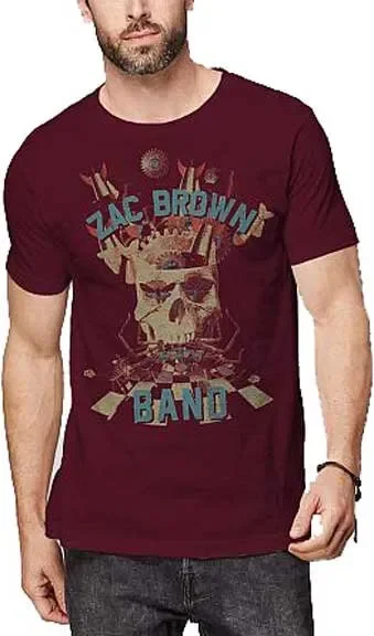 Zac Brown Band Skull Collage S M L Cardinal T Shirt