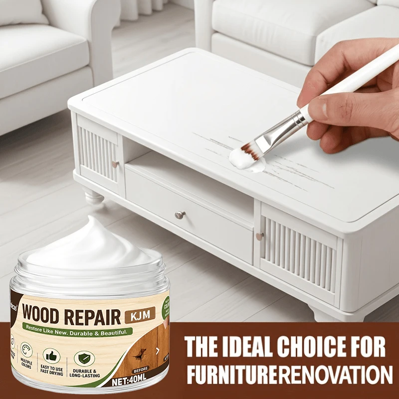 Pasta Reparadora de Madera KJM para Muebles Blancos, Mesa, Silla, Puerta, Eliminador de Arañazos, Cera Restauradora, Abrillantador