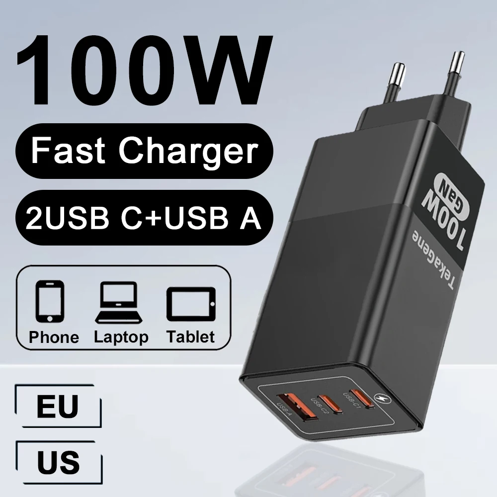 

PD 100W GaN Quick Charge For iPhone 17 16 15 Air 4.0 3.0 Type C USB Fast Charger Laptop For Samsung XiaoMi Huawei Laptop Charger